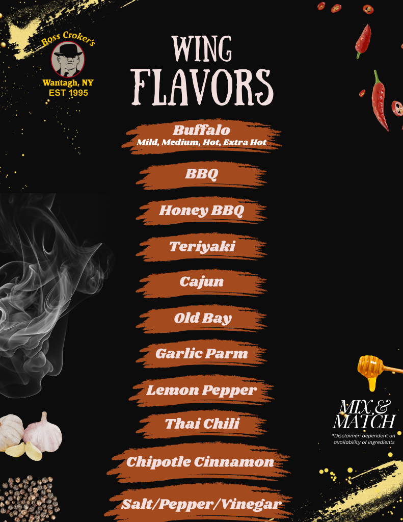 Boss Croker's Wing Menu